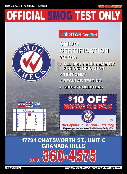 Official Smog Test Only , Granada Hills, coupons, direct mail, discounts, marketing, Southern California