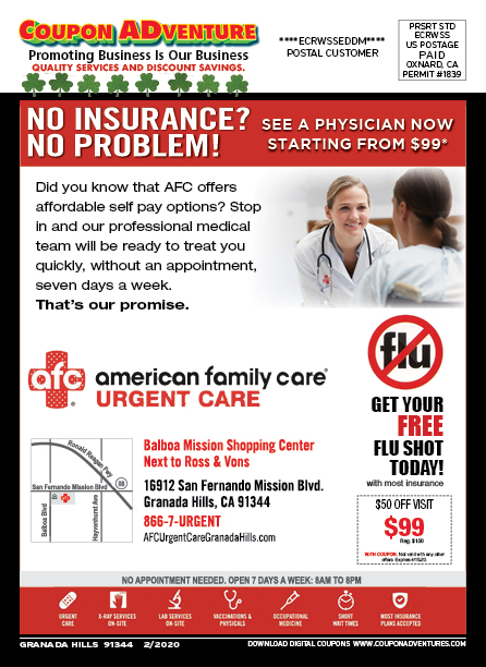 American Family Care Urgent Care, Granada Hills, coupons, direct mail, discounts, marketing, Southern California