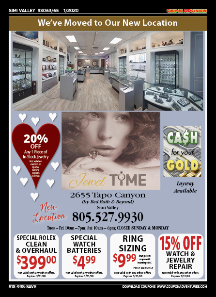 Jewel Time, Simi Valley, coupons, direct mail, discounts, marketing, Southern California