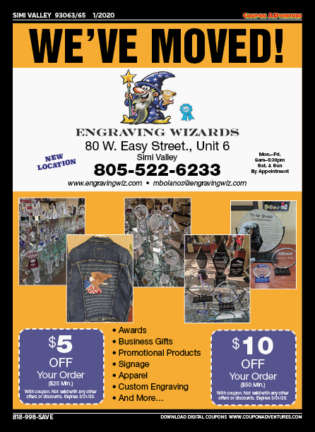 Engraving Wizards, Simi Valley, coupons, direct mail, discounts, marketing, Southern California