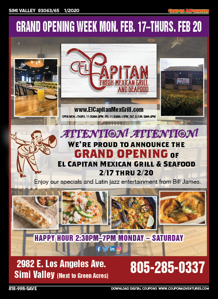 El Capitan Fresh Mexican Grill and Seafood, Simi Valley, coupons, direct mail, discounts, marketing, Southern California