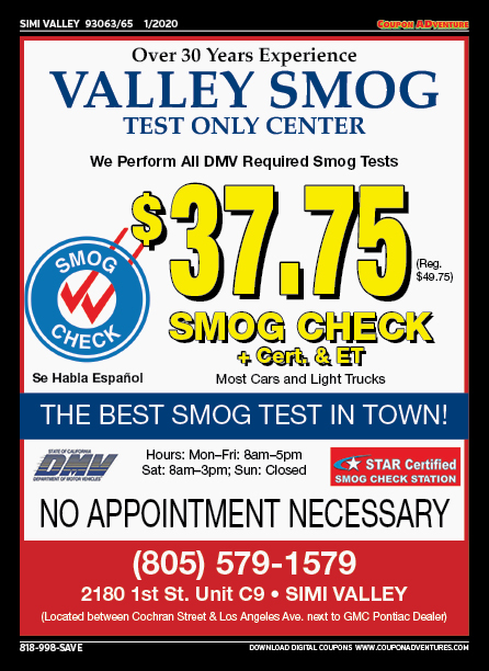 Valley SmogTest Only Center, Simi Valley, coupons, direct mail, discounts, marketing, Southern California