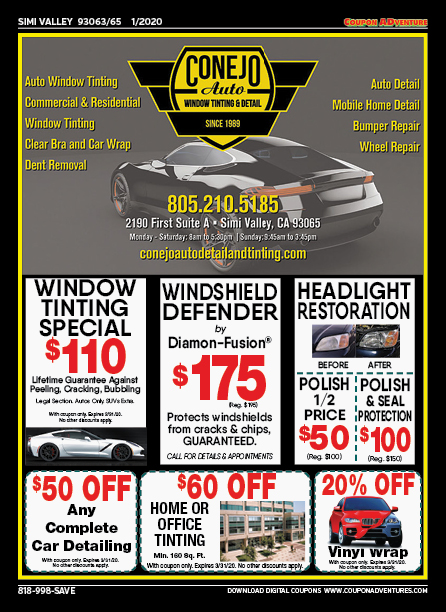 Conjeo Auto Window Tinting & Detail, Simi Valley, coupons, direct mail, discounts, marketing, Southern California