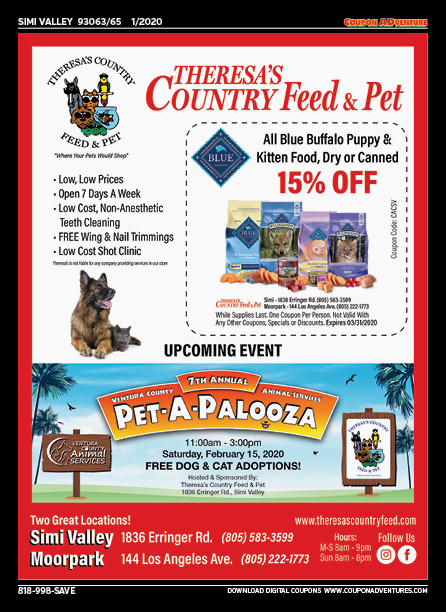 Theresa's Country Feed & Pet, Simi Valley, coupons, direct mail, discounts, marketing, Southern California