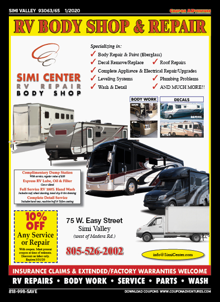 Simi Center RV Repair Body Shop, Simi Valley, coupons, direct mail, discounts, marketing, Southern California