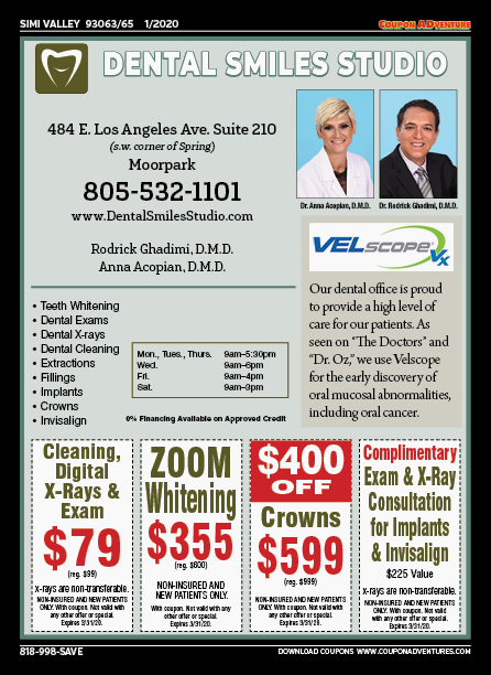 Dental Smiles Studio, Simi Valley, coupons, direct mail, discounts, marketing, Southern California