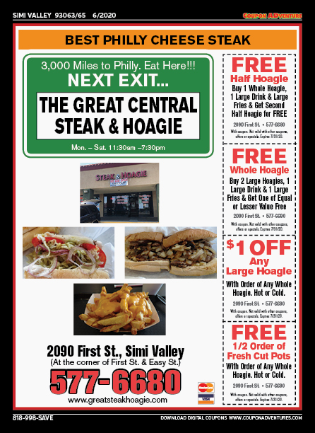 The Great Central Steak & Hoagie, Simi Valley, coupons, direct mail, discounts, marketing, Southern California