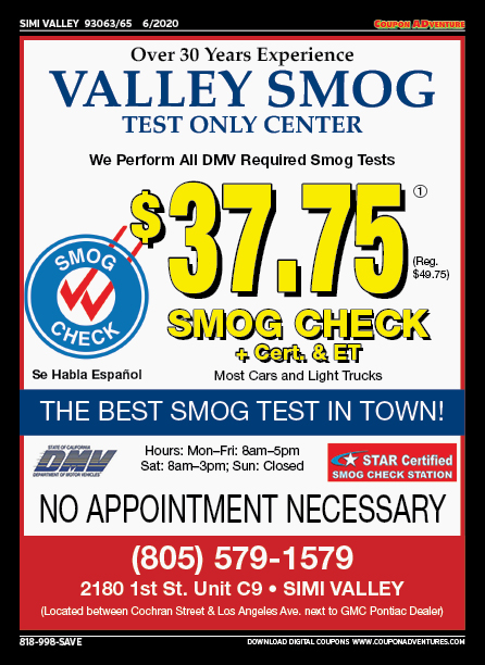 Valley Smog Test Only Center, Simi Valley, coupons, direct mail, discounts, marketing, Southern California