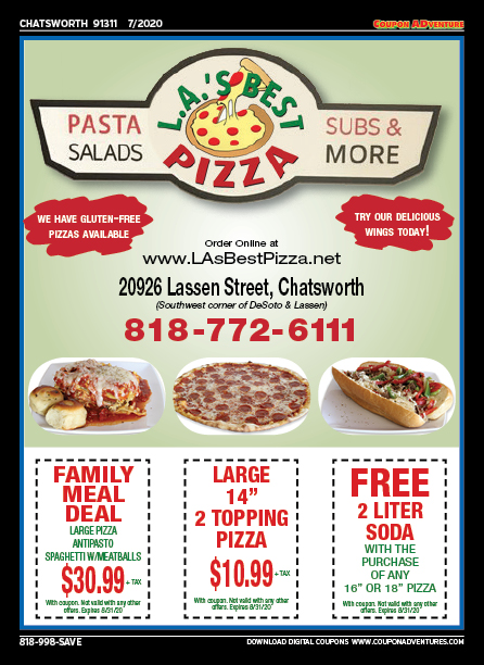 LA's Best Pizza, Chatsworth, coupons, direct mail, discounts, marketing, Southern California