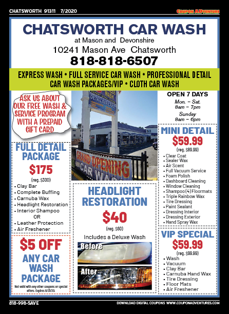 Chatsworth Car Wash, Chatsworth, coupons, direct mail, discounts, marketing, Southern California