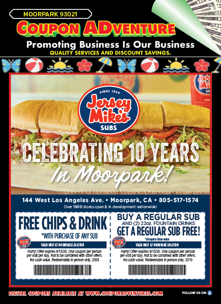 Jersey Mike's Subs, Moorpark, coupons, direct mail, discounts, marketing, Southern California