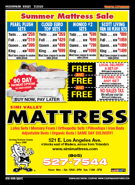 Simi Valley Mattress, Moorpark, coupons, direct mail, discounts, marketing, Southern California