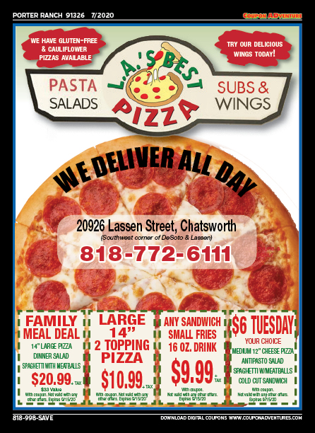 LA's Best Pizza, Porter Ranch, coupons, direct mail, discounts, marketing, Southern California