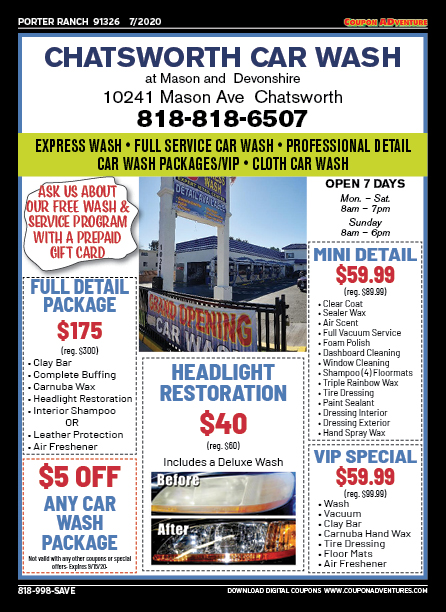 Chatsworth Car Wash, Porter Ranch, coupons, direct mail, discounts, marketing, Southern California