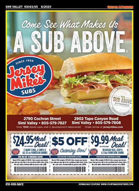 Jersey Mike's Subs, Simi Valley, coupons, direct mail, discounts, marketing, Southern California