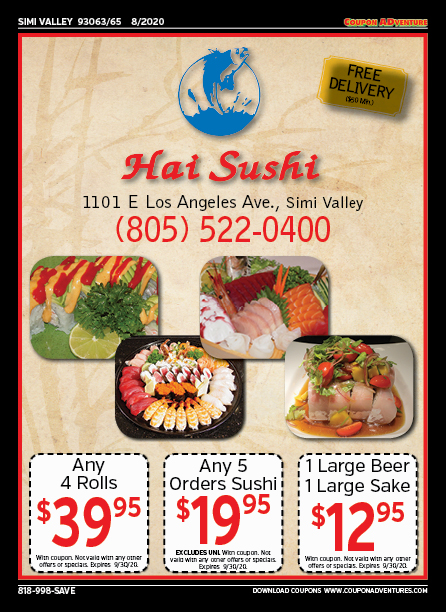 Hai Sushi, Simi Valley, coupons, direct mail, discounts, marketing, Southern California