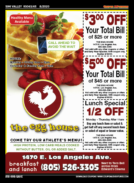 The Egg House, Simi Valley, coupons, direct mail, discounts, marketing, Southern California