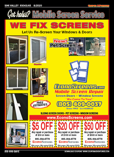 EconoScreens, Simi Valley, coupons, direct mail, discounts, marketing, Southern California