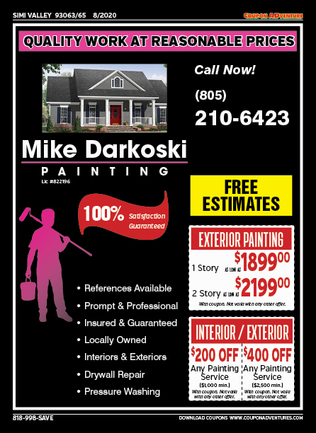 Mike Darkoski Painting, Simi Valley, coupons, direct mail, discounts, marketing, Southern California