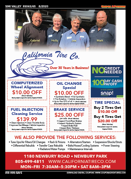 California Tire Co., Simi Valley, coupons, direct mail, discounts, marketing, Southern California