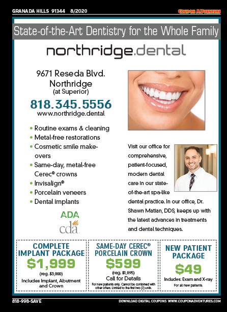 Northridge Dental, Granada Hills, coupons, direct mail, discounts, marketing, Southern California