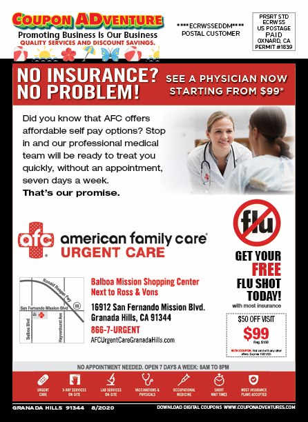 American Family Care Urgent Care, Granada Hills, coupons, direct mail, discounts, marketing, Southern California