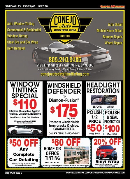 Conejo Auto Window Tinting & Detail, Simi Valley, coupons, direct mail, discounts, marketing, Southern California