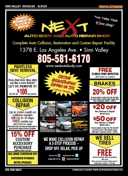 Next Auto Body and Auto Repair Shop, Simi Valley, coupons, direct mail, discounts, marketing, Southern California