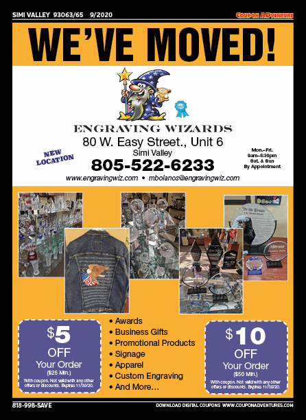 Engraving Wizards, Simi Valley, coupons, direct mail, discounts, marketing, Southern California