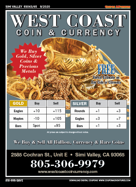 West Coast Coin & Currency, Simi Valley, coupons, direct mail, discounts, marketing, Southern California