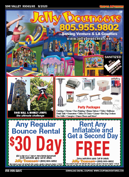 Jolly Bouncers, Simi Valley, coupons, direct mail, discounts, marketing, Southern California