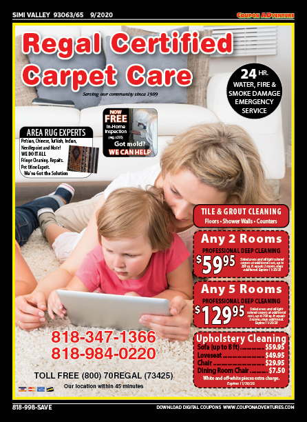Regal Certified Carpet Care, Simi Valley, coupons, direct mail, discounts, marketing, Southern California