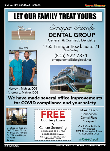 Erringer Family Dental Group, Simi Valley, coupons, direct mail, discounts, marketing, Southern California