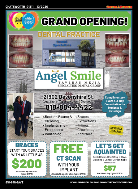 Angel Smile Specialties Dental Group, Chatsworth, coupons, direct mail, discounts, marketing, Southern California