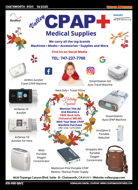 Valley CPAP+ Medical Supplies, Chatsworth, coupons, direct mail, discounts, marketing, Southern California