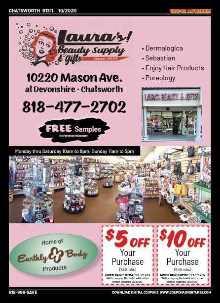 Laura's Beauty Supply & Gifts, Chatsworth, coupons, direct mail, discounts, marketing, Southern California