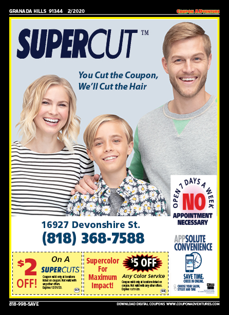 Supercut, Granada Hills, coupons, direct mail, discounts, marketing, Southern California