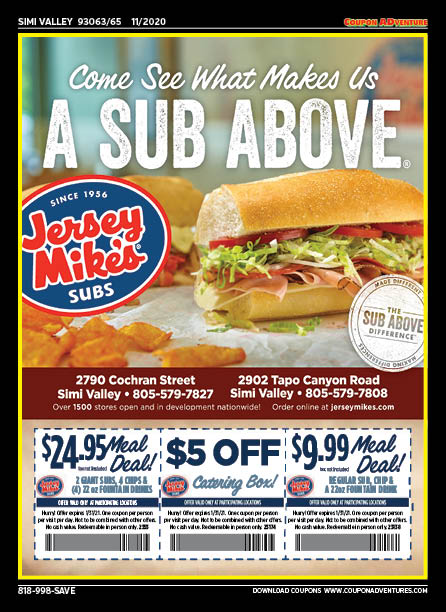 Jersey Mike's Subs, Simi Valley, coupons, direct mail, discounts, marketing, Southern California