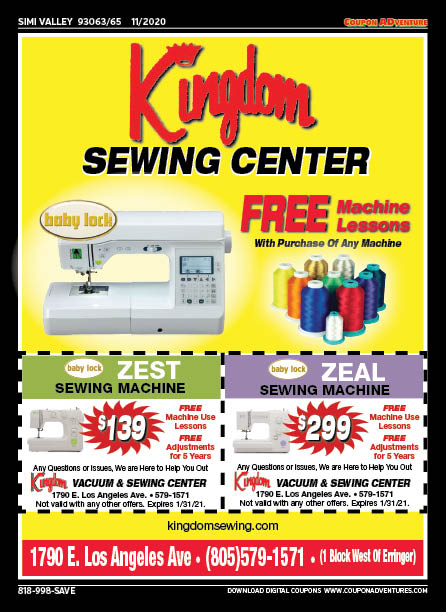 Kingdom Sewing Center, Simi Valley, coupons, direct mail, discounts, marketing, Southern California