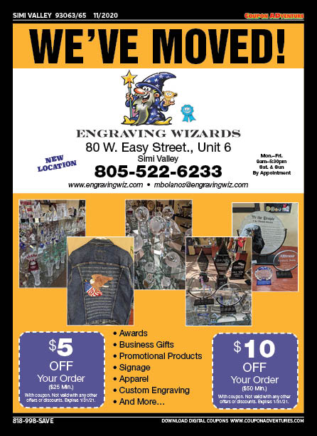 Engraving Wizard, Simi Valley, coupons, direct mail, discounts, marketing, Southern California