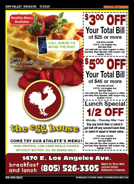 The Egg House, Simi Valley, coupons, direct mail, discounts, marketing, Southern California