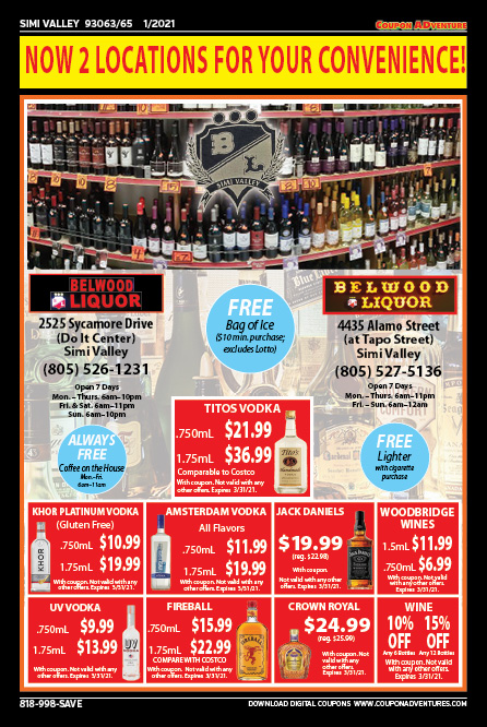 Belwood Liquor, Simi Valley, coupons, direct mail, discounts, marketing, Southern California