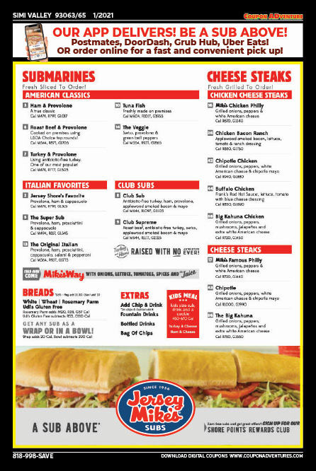 Jersey Mike's Subs, Simi Valley, coupons, direct mail, discounts, marketing, Southern California