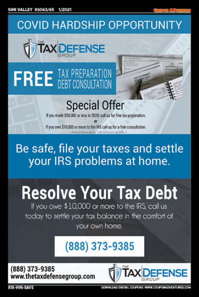 Tax Defense Group, Simi Valley, coupons, direct mail, discounts, marketing, Southern California