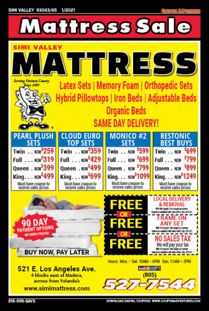 Simi Valley Mattress, Simi Valley, coupons, direct mail, discounts, marketing, Southern California