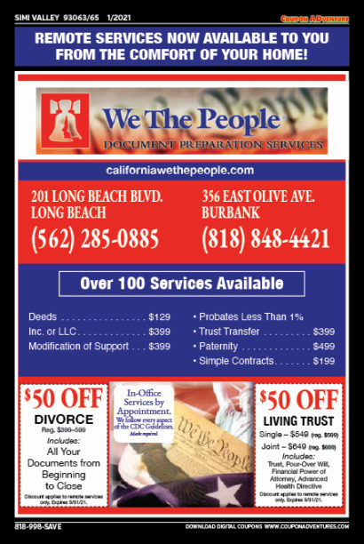 We the People, Simi Valley, coupons, direct mail, discounts, marketing, Southern California