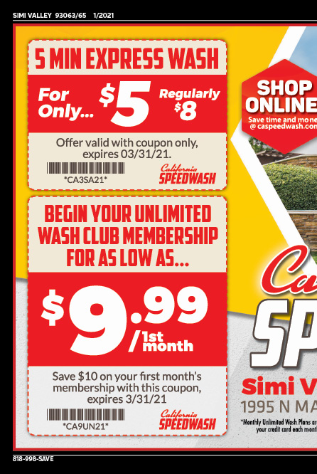 California Speedwash, Simi Valley, coupons, direct mail, discounts, marketing, Southern California