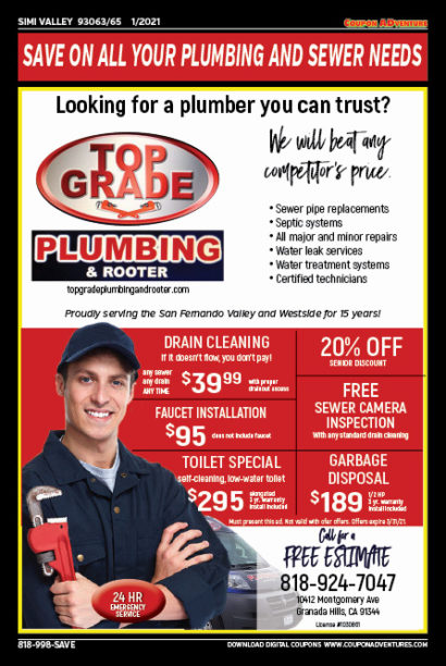 Top Grade Plumbing & Rooter, Simi Valley, coupons, direct mail, discounts, marketing, Southern California