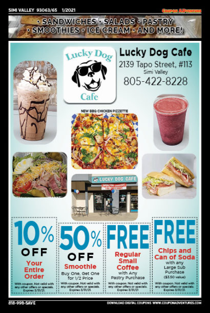 Lucky Dog Cafe, Simi Valley, coupons, direct mail, discounts, marketing, Southern California