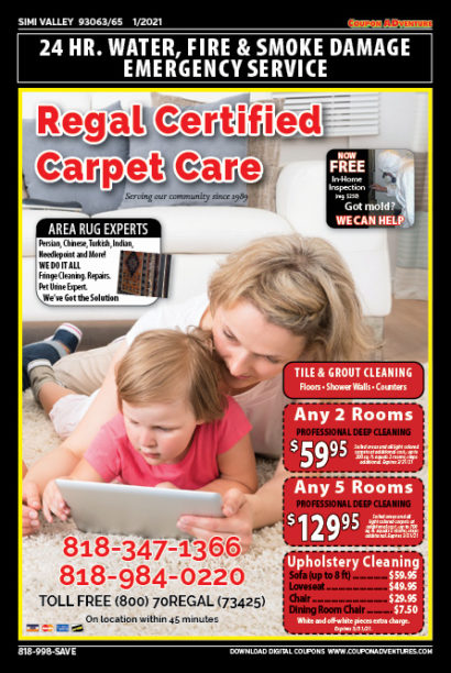 Regal Certified Carpet Care, Simi Valley, coupons, direct mail, discounts, marketing, Southern California